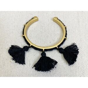 Madewell Black Tassel Fringe Gold Bangle Bracelet